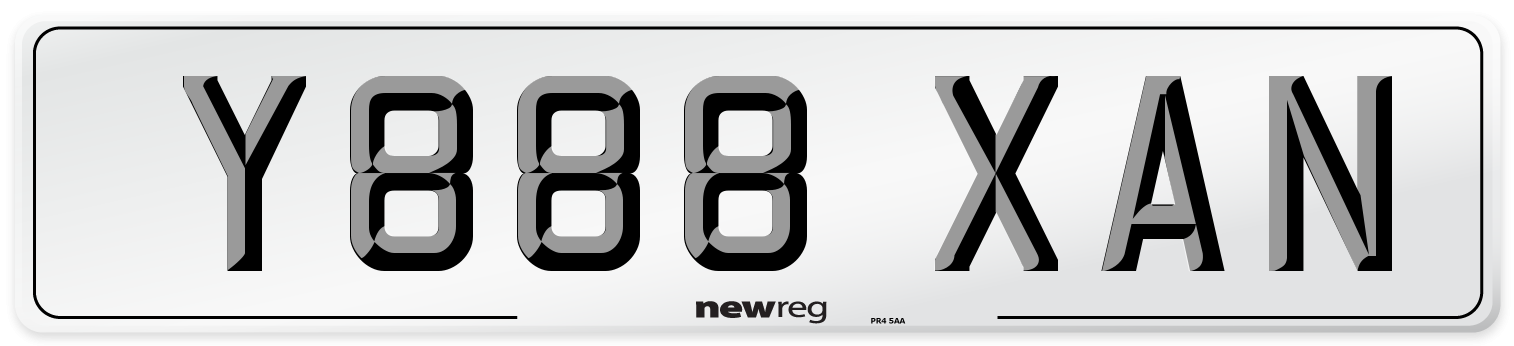 Y888 XAN Number Plate from New Reg
